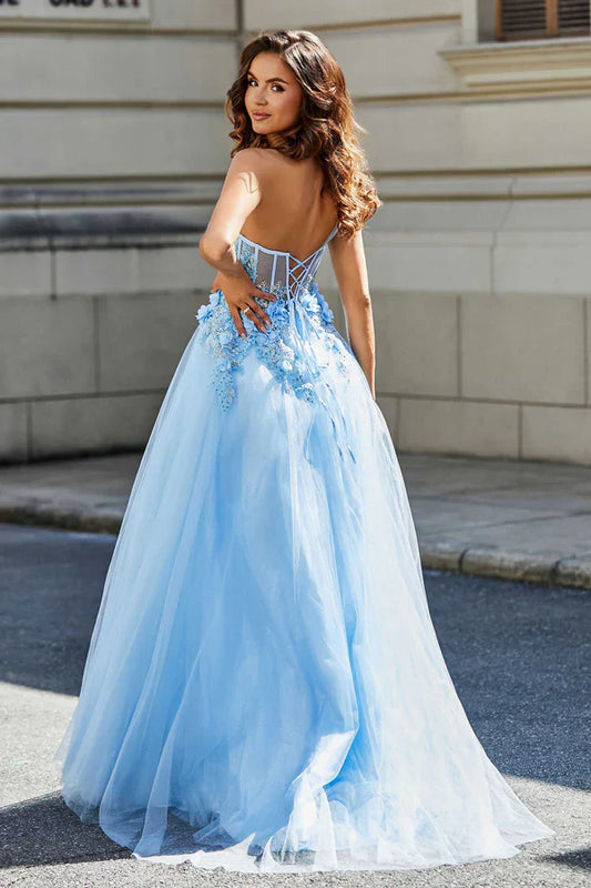 omberprom Elegant Evening Dress Corset Bodice One Shoulder Tulle Dress Prom Dresses