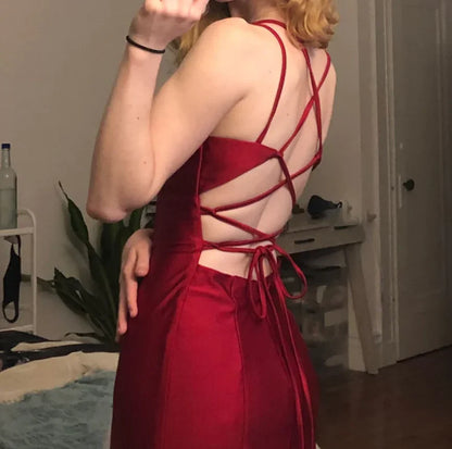 Burgundy Mermaid Satin Bodycon Prom Dress, AST886