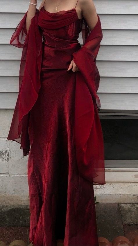 Burgundy Mermaid Spaghetti Straps Long Prom Dress With Chiffon Sash, AST900