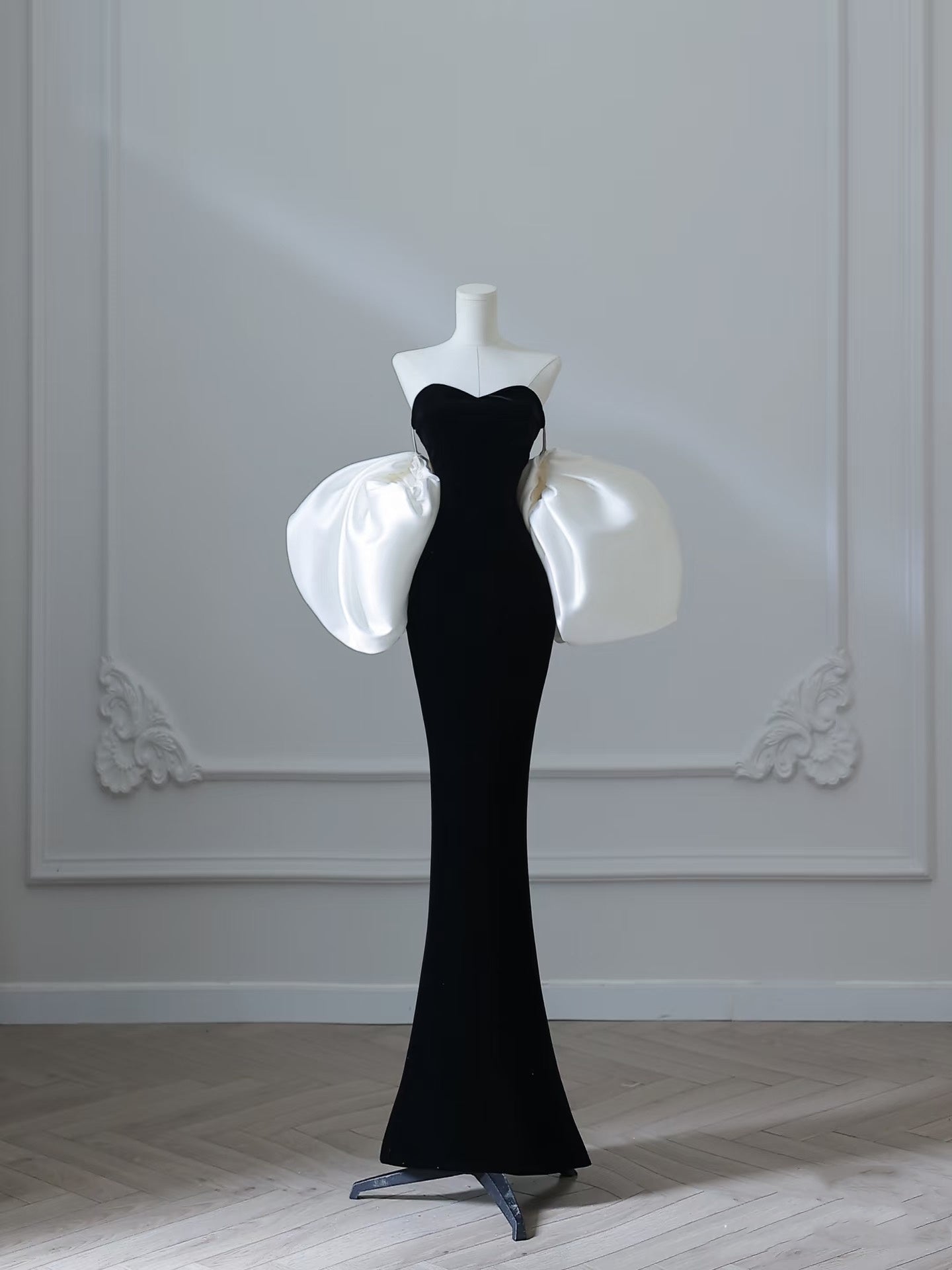 Sexy Mermaid Sweetheart Black Velvet Long Prom Dresses Evening Gowns