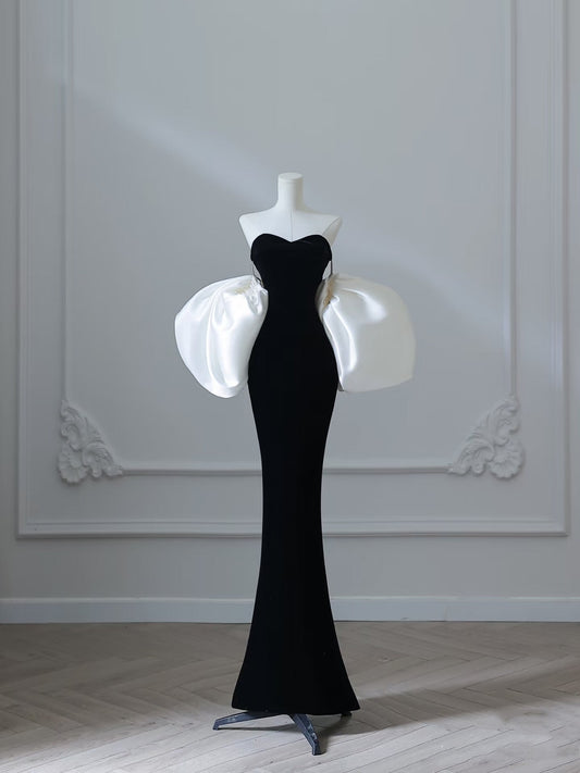Sexy Mermaid Sweetheart Black Velvet Long Prom Dresses Evening Gowns