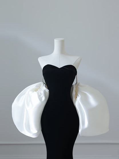 Sexy Mermaid Sweetheart Black Velvet Long Prom Dresses Evening Gowns