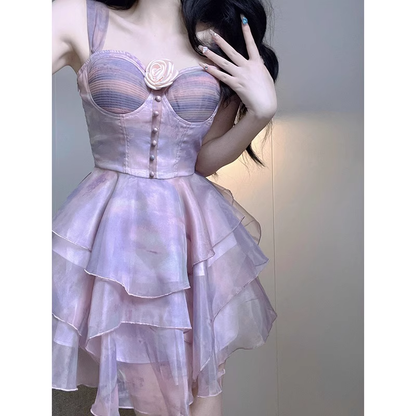 Cute Ball Gown Straps Lilac Short Cocktail Dresses Birthday Outfits