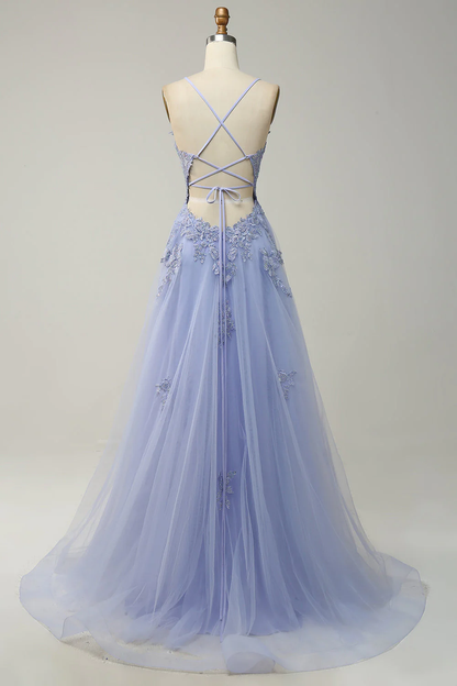 A Line Spaghetti Straps Dark Green Long Prom Dress with Criss Cross Back Y2003