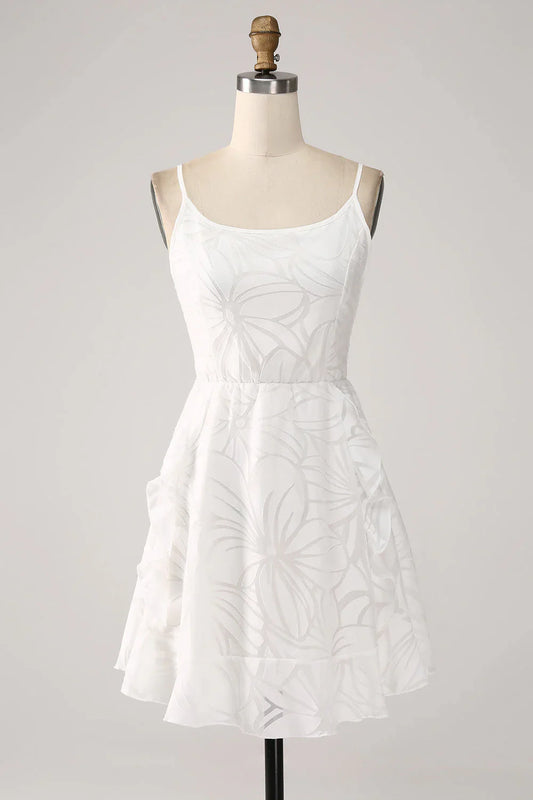 omberprom Short Homecoming Dresses Graduation Dress Cute A-Line Spaghetti Straps