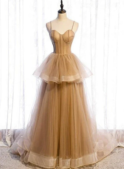 omberprom Tulle Sweetheart Straps Long Ball Gown Prom Dress Party Dress A Line Floor Length Wholesale