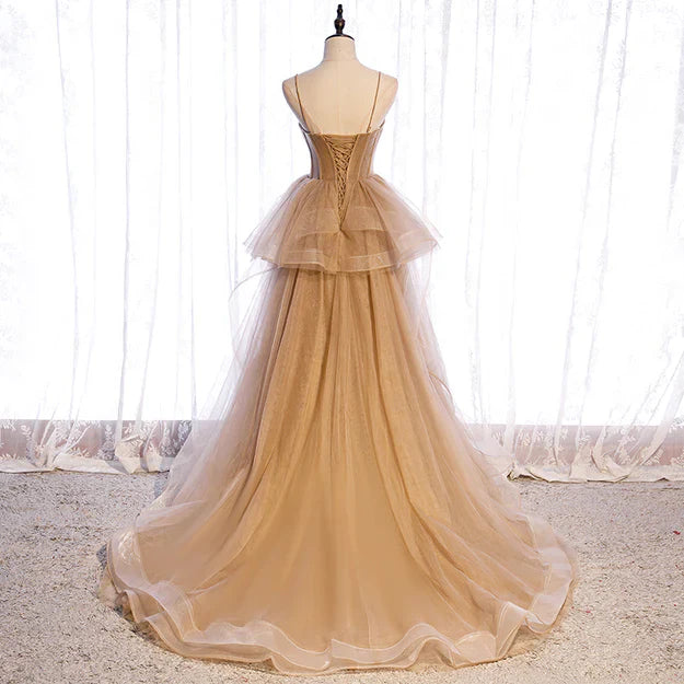 omberprom Tulle Sweetheart Straps Long Ball Gown Prom Dress Party Dress A Line Floor Length Wholesale