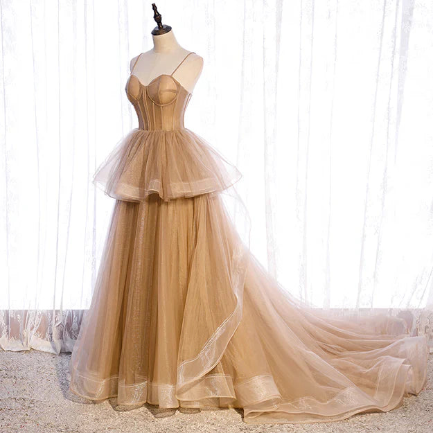 omberprom Tulle Sweetheart Straps Long Ball Gown Prom Dress Party Dress A Line Floor Length Wholesale