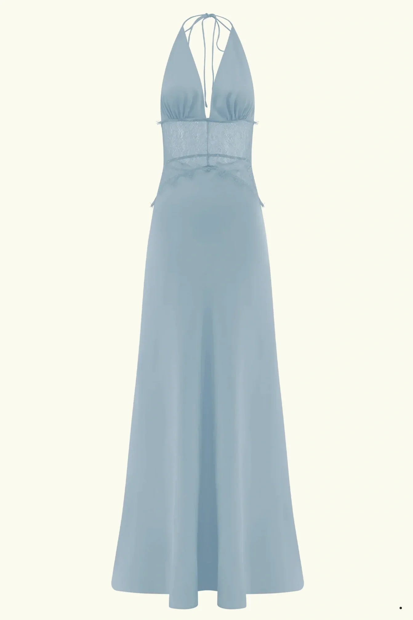 Charming Mermaid Deep V Neck Light Blue Long Prom Dress with Lace