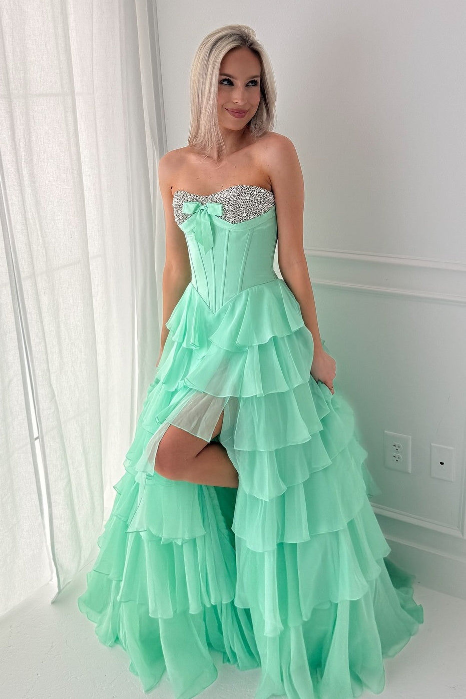 Cute A Line Sweetheart Pink Corset Prom Dress with Beading Ruffles