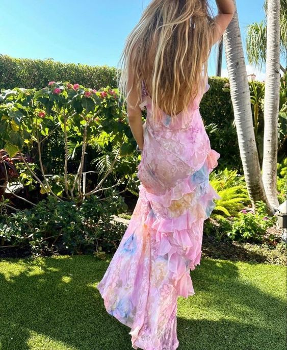 Cute Layers Spaghetti Straps Long Prom Dress Summer Beach Dresses