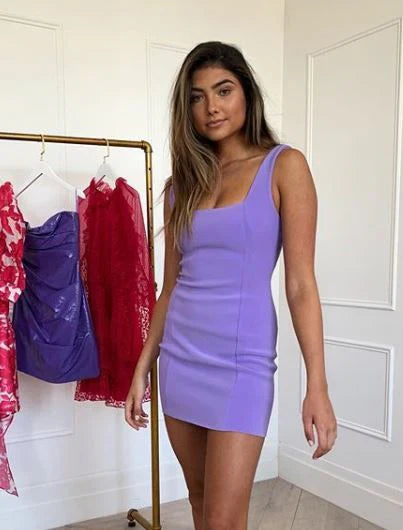 omberprom Cute Sheath Square Neck Short Graduation Dress Lovely Homecoming Dress Simple Party Dress