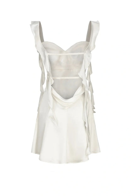 Blush Pink Ruffle Strap Mini Homecoming Dress with Side Cutouts