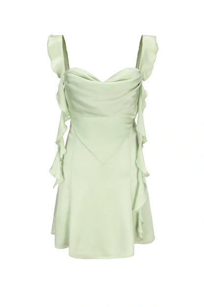 Blush Pink Ruffle Strap Mini Homecoming Dress with Side Cutouts