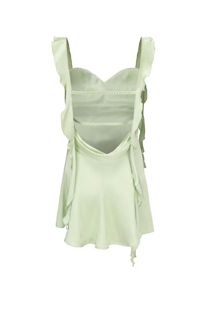 Blush Pink Ruffle Strap Mini Homecoming Dress with Side Cutouts