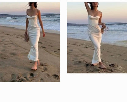 omberprom Spaghetti Straps Sheath Satin Long Party Dress Formal Dress Wedding Dress Wholesale