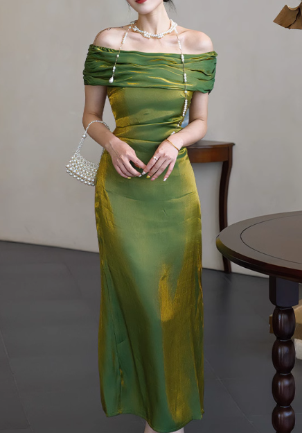 Elegant Sheath Green Long Prom Dress Woman Wedding Guest Dresses