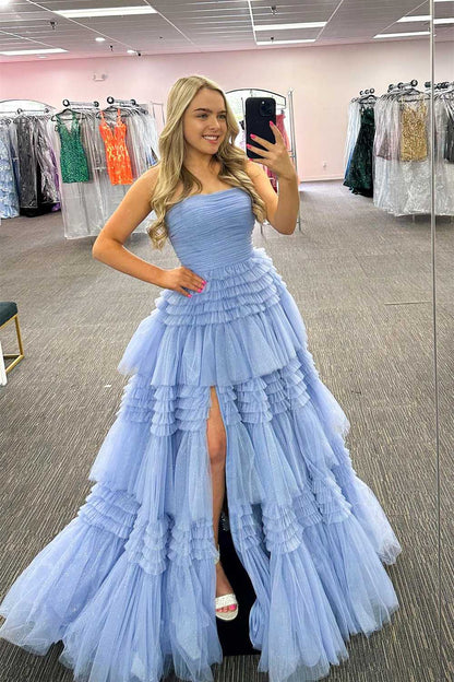 Fuchsia Sleeveless Pleated Evening Prom Dress