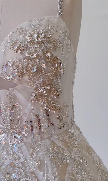 Gorgeous White Spaghetti Straps Tulle Beaded Homecoming Dress Mini Birthday Outfits Y8985