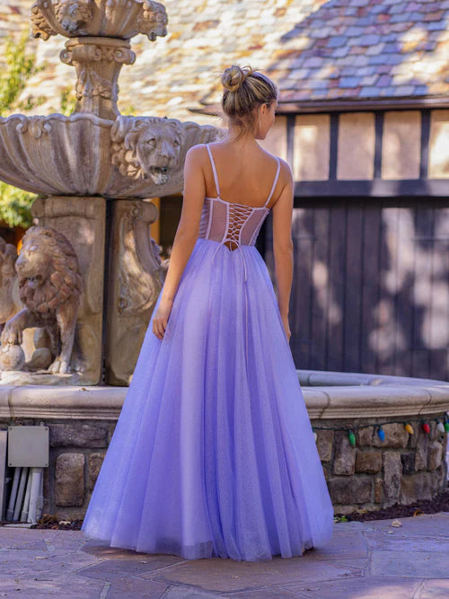 Liymcdress Elegant Evening Dress Spaghetti Straps Corset Floor Length Tulle Prom Dress