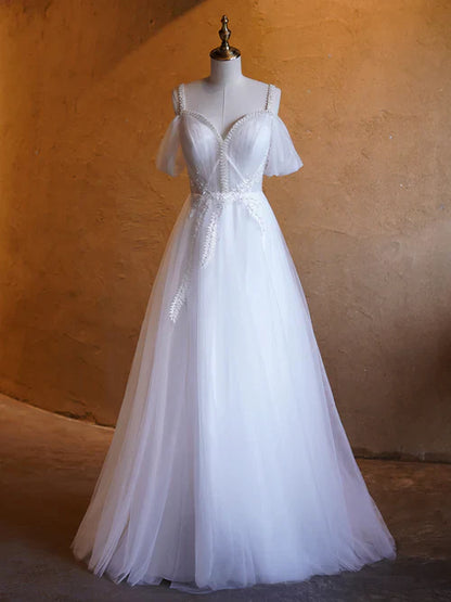 omberprom Elegant V-neck Evening Dress Pearl Embellished Floor Length Prom Dresses