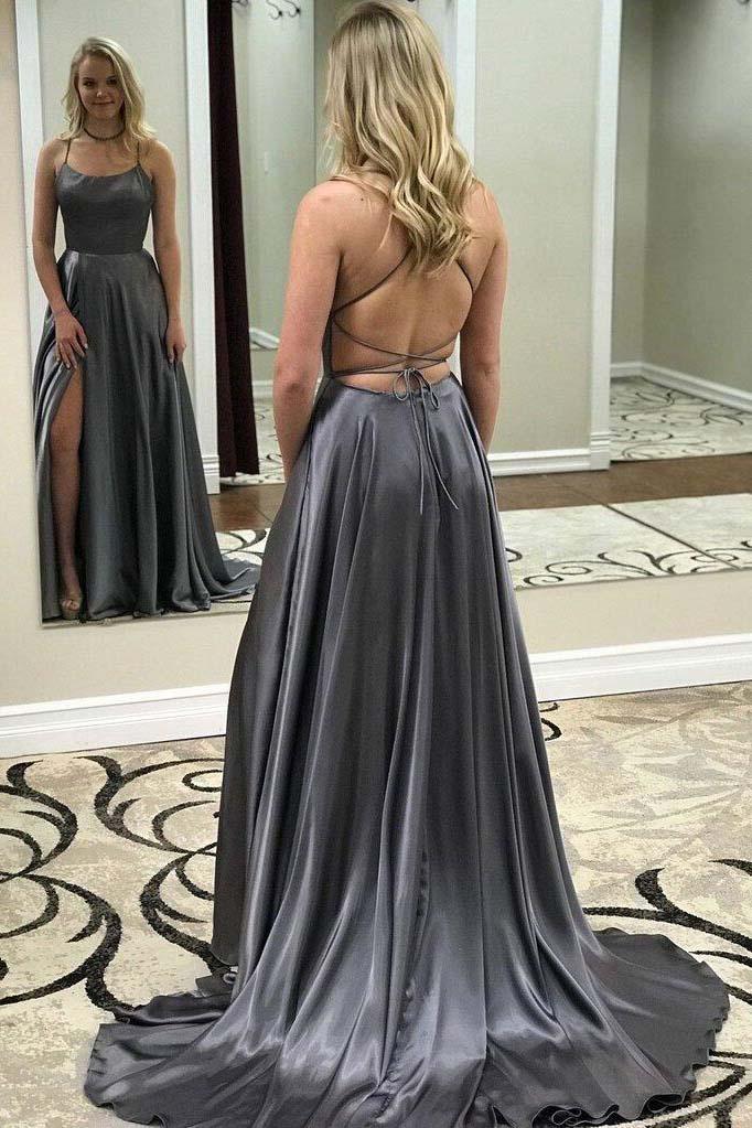 PM107,Spaghetti Strap Simple Prom Dress With Side Slit, Long Bridesmaid Dresses