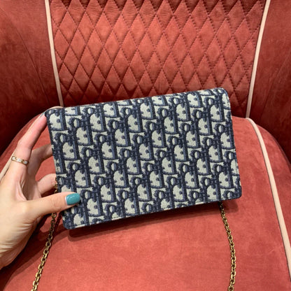 Dior Saddle Pouch Blue Dior Oblique Jacquard - 22 x 14.5 x 4.5 cm