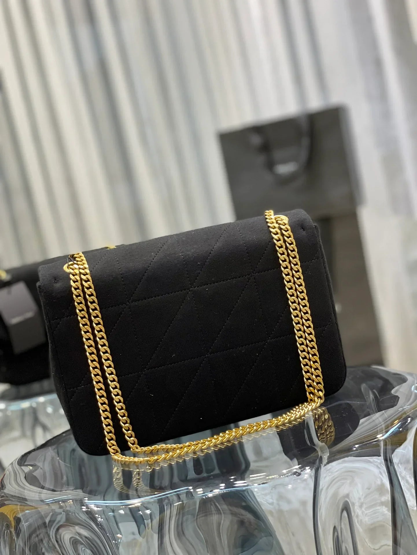 YSL Jamie Medium Chain Bag Black Carré Rive Gauche 24×15.5×6.5cm
