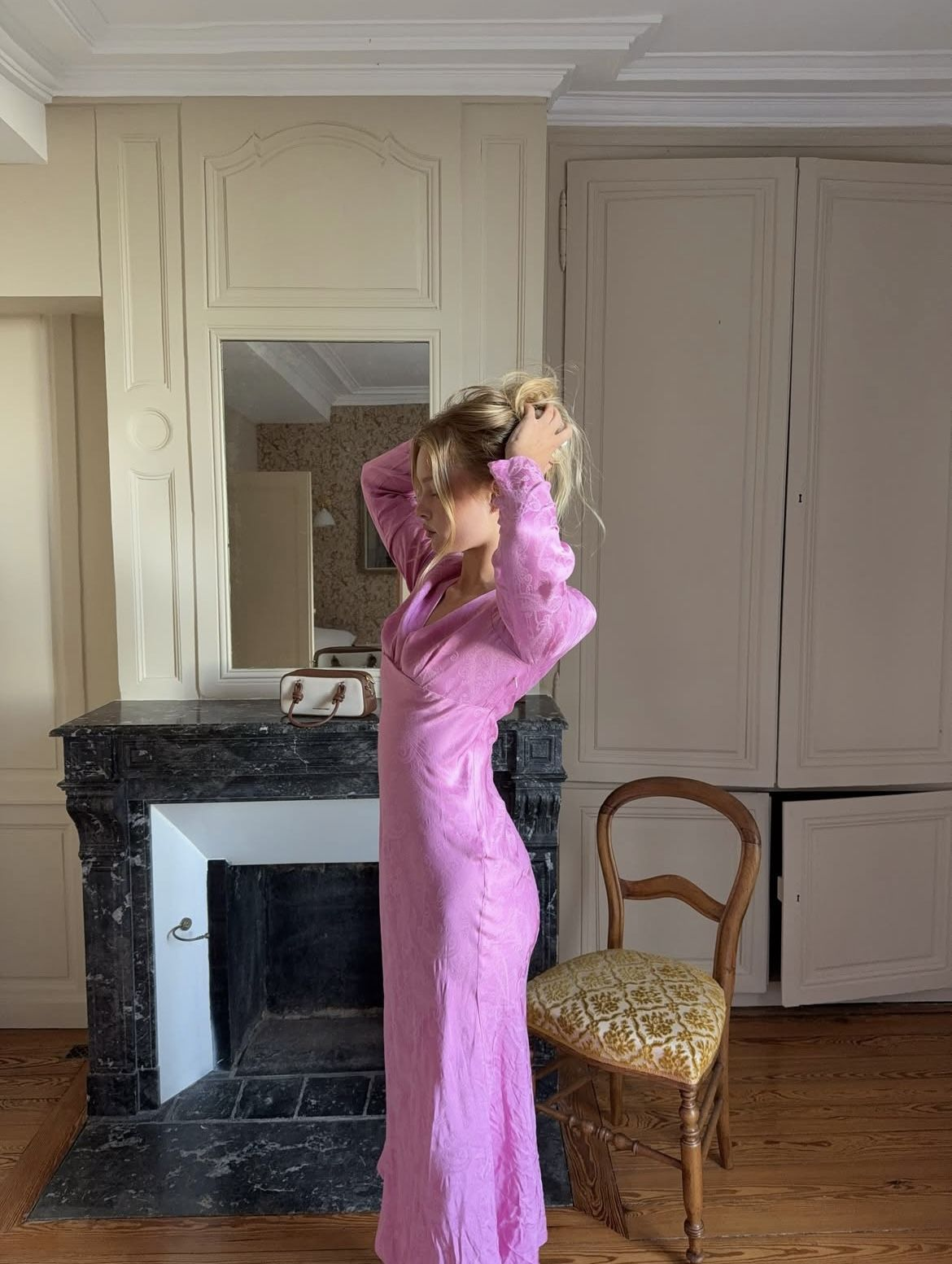 Classy V Neck Pink Satin Long Evening Dress Formal Birthday Prom Dresses SP1356