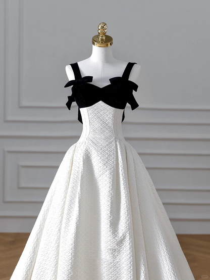 Elegant White Satin A Line Long Prom Dress Evening Dress,Formal Wedding Dress Y8611