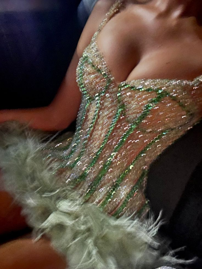 Gorgeous Sequin Mint Green Short Graduation Homecoming Dress Sheath Birthday Outfits Y8996