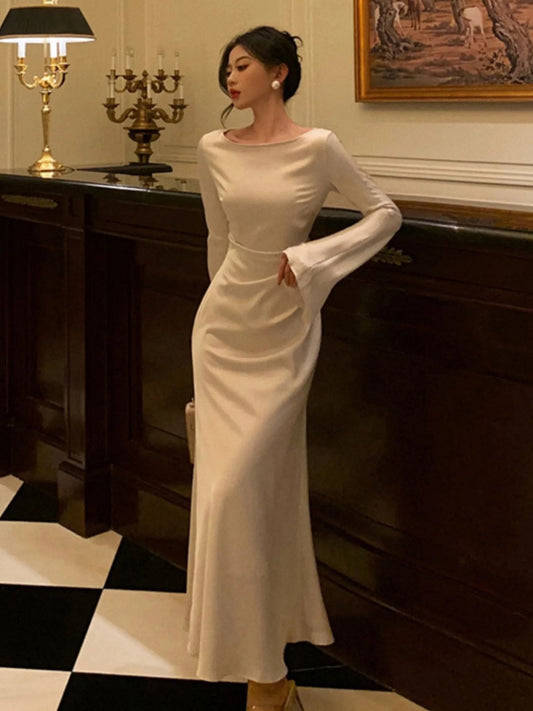 Elegant Flare Sleeve Mermaid Maxi Dresses Long Birthday Formal Gown Classy