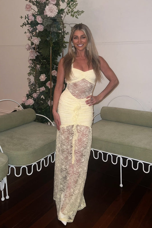 Elegant Halter Neck Prom Dress with Corset Top and Sheer Lace Long Skirt