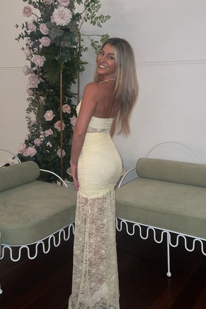 Elegant Halter Neck Prom Dress with Corset Top and Sheer Lace Long Skirt