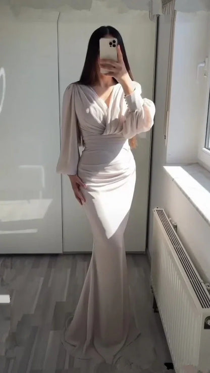 Elegant Mermaid V-Neck Prom Dresses For Women Party Dress,AST2177