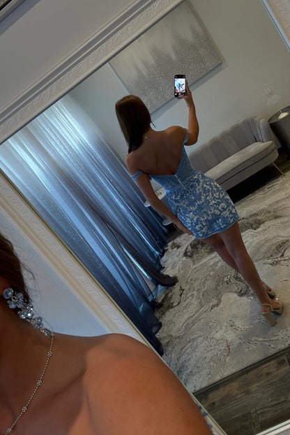 Elegant Off-Shoulder Lace Bodycon Homecoming Dress with Bow Waist