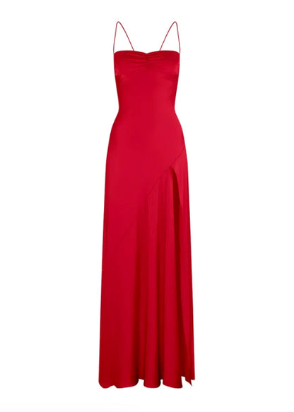 omberprom Elegant Evening Dresses Spaghetti Straps Long Prom Dress Satin Simple Formal Party Dress With Slit