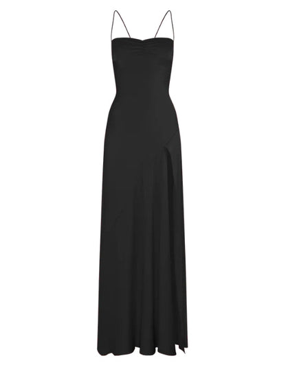 omberprom Elegant Evening Dresses Spaghetti Straps Long Prom Dress Satin Simple Formal Party Dress With Slit