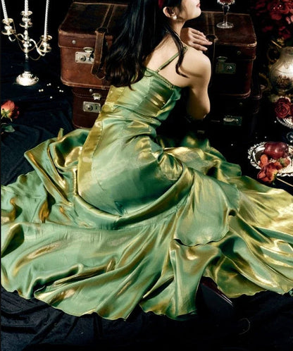 omberprom Elegant Spaghetti Straps Mermaid Ruffles Long Prom Dress Charming Evening Party Dress Wholesale