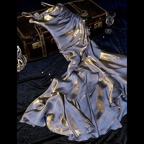omberprom Elegant Spaghetti Straps Mermaid Ruffles Long Prom Dress Charming Evening Party Dress Wholesale