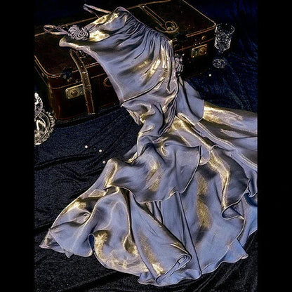 omberprom Elegant Spaghetti Straps Mermaid Ruffles Long Prom Dress Charming Evening Party Dress Wholesale