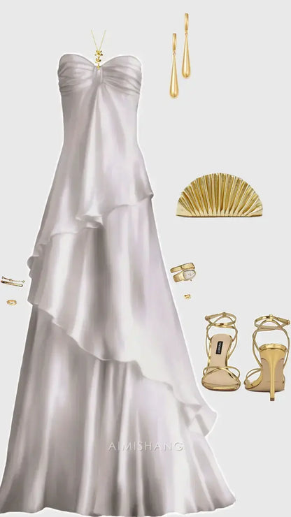 omberprom Elegant Sweetheart Strapless Evening Gowns A Line Long Prom Dresses Lovely Graduation Party Dress