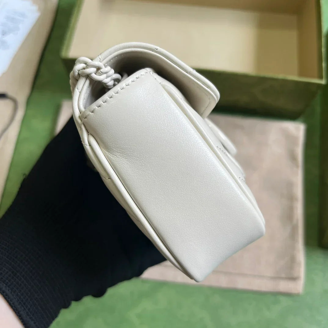 GUCCI  GG Marmont Belt Bag In White 476433 Size 16.5x10x4.4 cm
