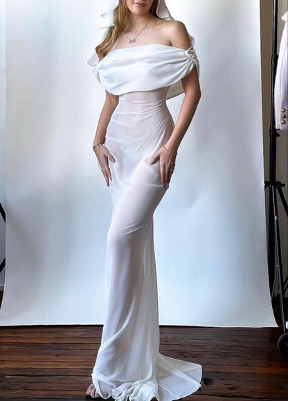 Fairy White See Through Chiffon Wedding Dresses