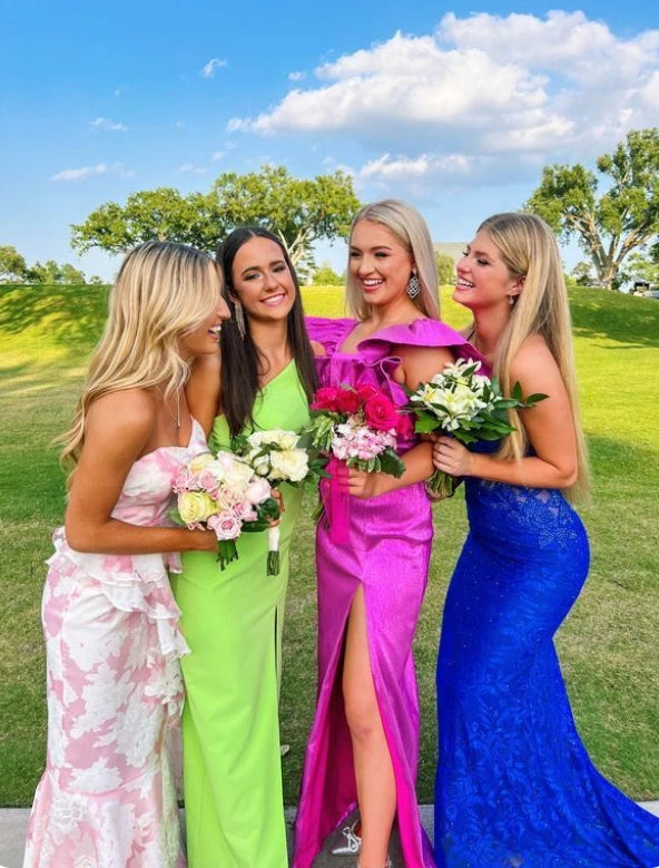 omberprom Elegant Dresses Evening Wear Strapless Pink Mermaid Floral Printed Prom Dress Sweet Party Dress Prom Dresses Stores