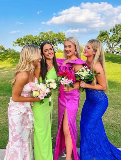 omberprom Elegant Dresses Evening Wear Strapless Pink Mermaid Floral Printed Prom Dress Sweet Party Dress Prom Dresses Stores