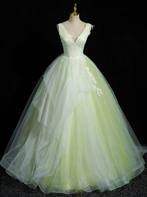 Elegant A Line V Neck Beaded  Lace Long Prom Dresses,  Lace Formal Dresses,  Evening Dresses  GG012