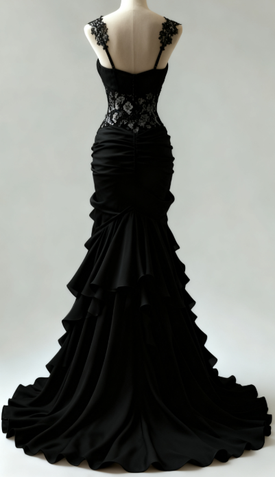 New Elegant Mermaid Sweetheart Chiffon Lace Ruffles Long Prom Dress, Formal Evening Dress GG063