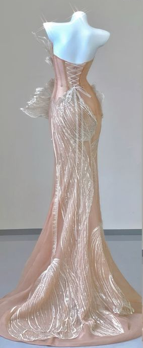 New Exquisite Mermaid Sweetheart Light Champagne Split High Low Sweep  Prom Dresses,Evening Dresses GG106