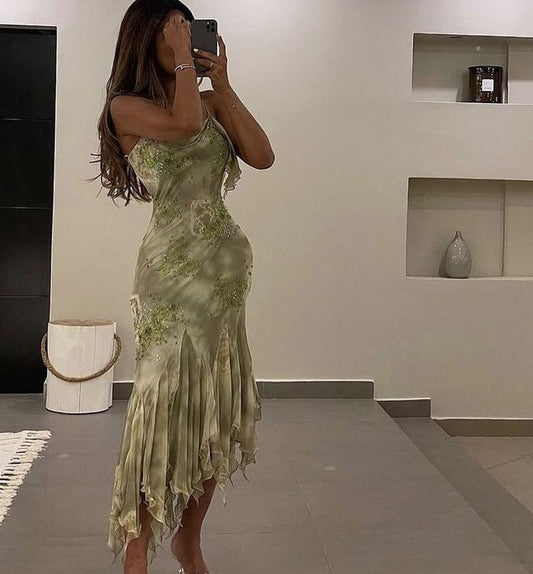 Pretty Mermaid  Spaghetti Straps Chiffon Beaded Long Prom Dress,Evening Dress GG1445